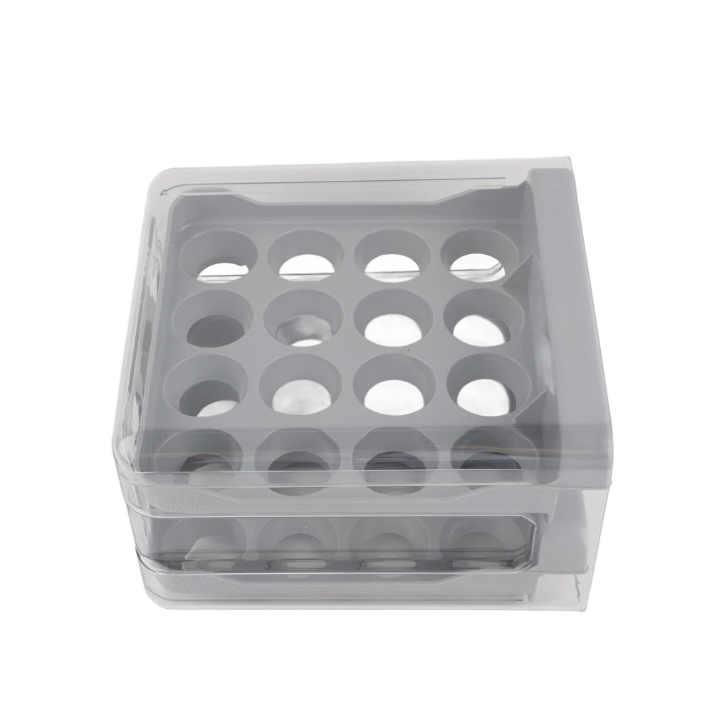 Egg Drawer Double Layer Toxic Free Transparent Thicken Large Capacity Egg Storage Box with Handle for RefrigeratorGray