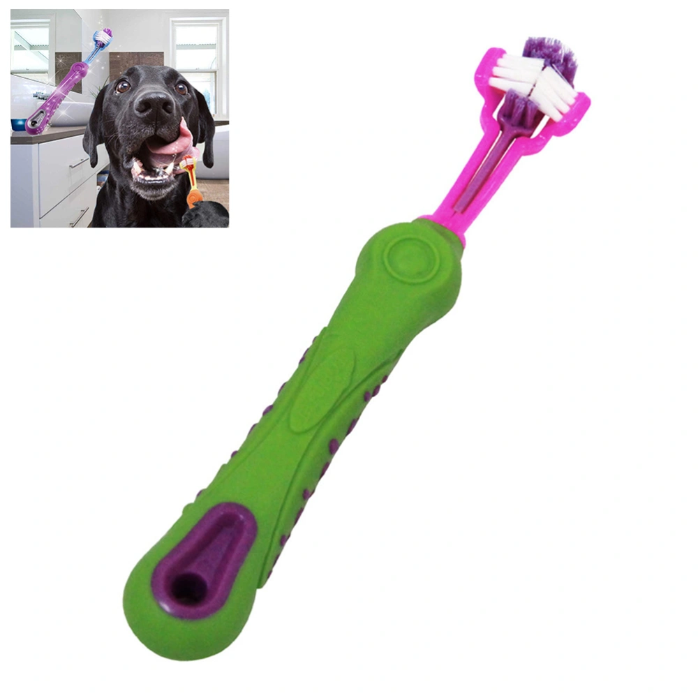 Three Head Pet Toothbrush Teddy Dog Teeth Care Dog Cat Cleaning Supplies