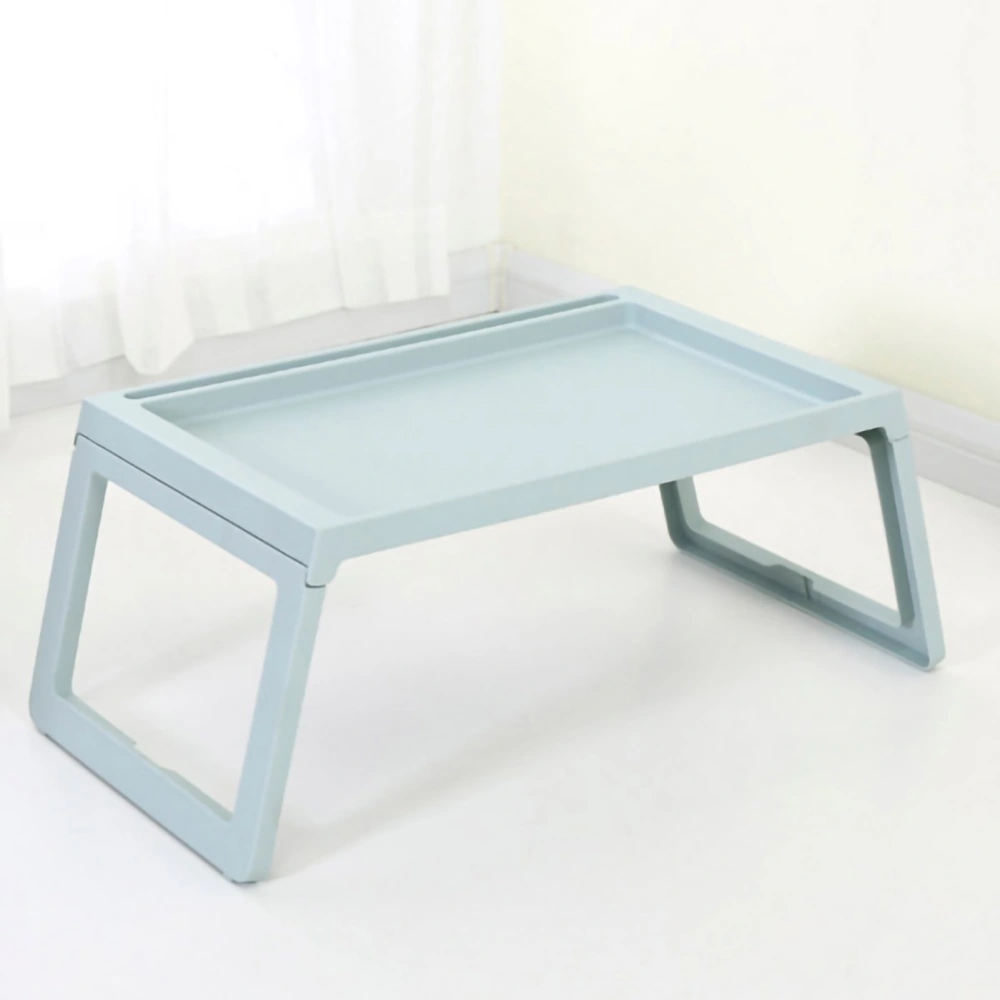 Laptop Bed Desk PP Folding Simple Downward Grooved Design Lap Desk Bed Table with Charging Hole for Bedroom Dorm Sky Blue 68x35.8x27.5cm