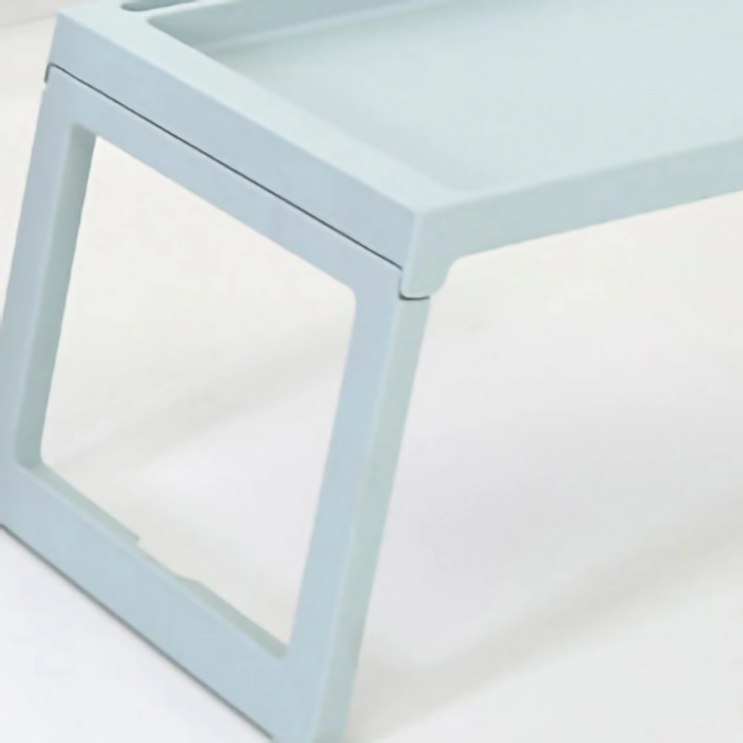 Laptop Bed Desk PP Folding Simple Downward Grooved Design Lap Desk Bed Table with Charging Hole for Bedroom Dorm Sky Blue 68x35.8x27.5cm