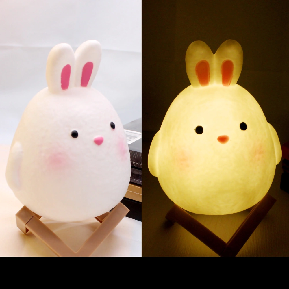 Night Light Silicone Cartoon LED Bedside Lamp Cute Animal Nightlight for Children BedroomBunny