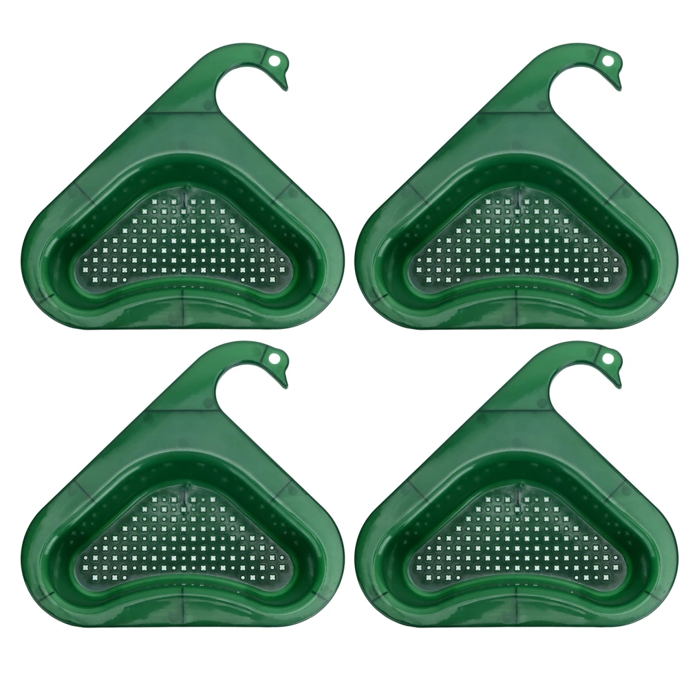 4pcs Drain Basket Multifunctional Triangular Sink Strainer Basket for Soap Toothbrush Sponge FruitPine Green