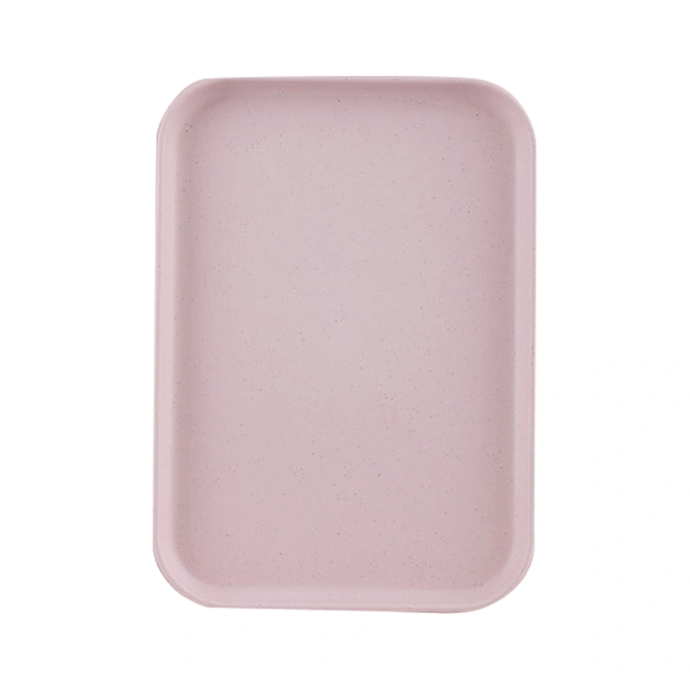 Kitchen Serving Tray Wheat Straw Rectangular Nordic Style Cupcake Fruit Snack Tea Tray for Home Office Restaurant Pink M (Size: Approx. 31x22.5cm / 12.2x8.9in)