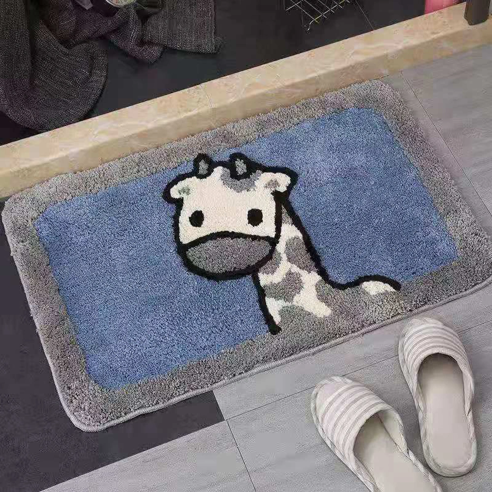 Bath Mat Multipurpose Luxury Shaggy High Absorbent Slip Resistance Cute Shower Rug for Bathtub Shower and Bath RoomGiraffe