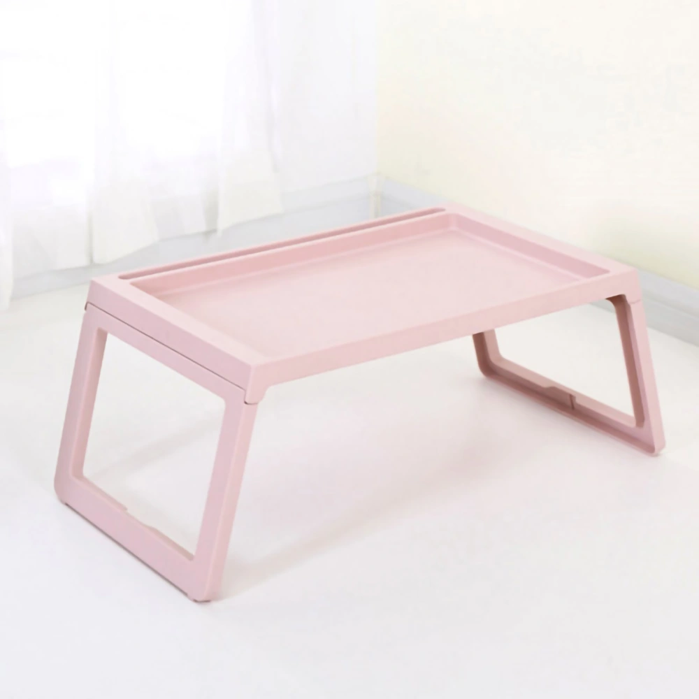 Laptop Bed Desk PP Folding Simple Downward Grooved Design Lap Desk Bed Table with Charging Hole for Bedroom Dorm Pink 68x35.8x27.5cm