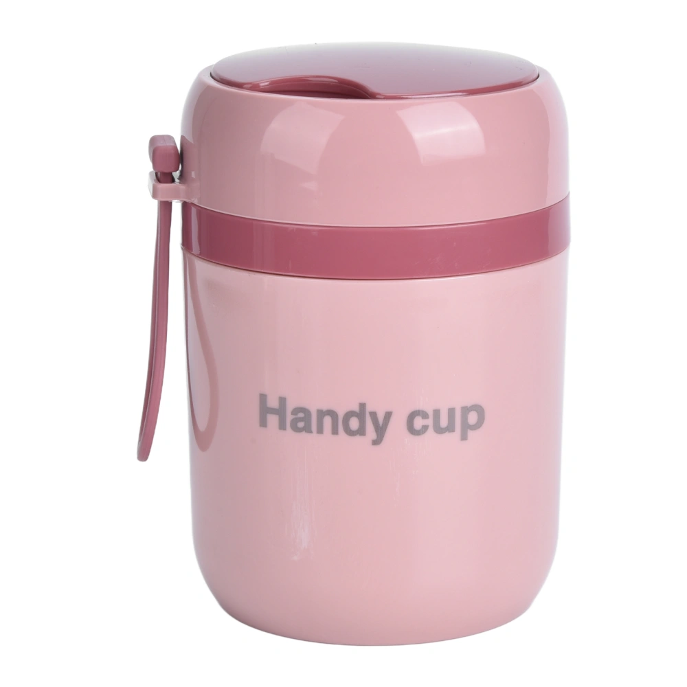 Insulated Soup Containers 500ml Double Anti Scald Heatable Insulated Food Container with Foldable Spoon for Office SchoolNordic pink