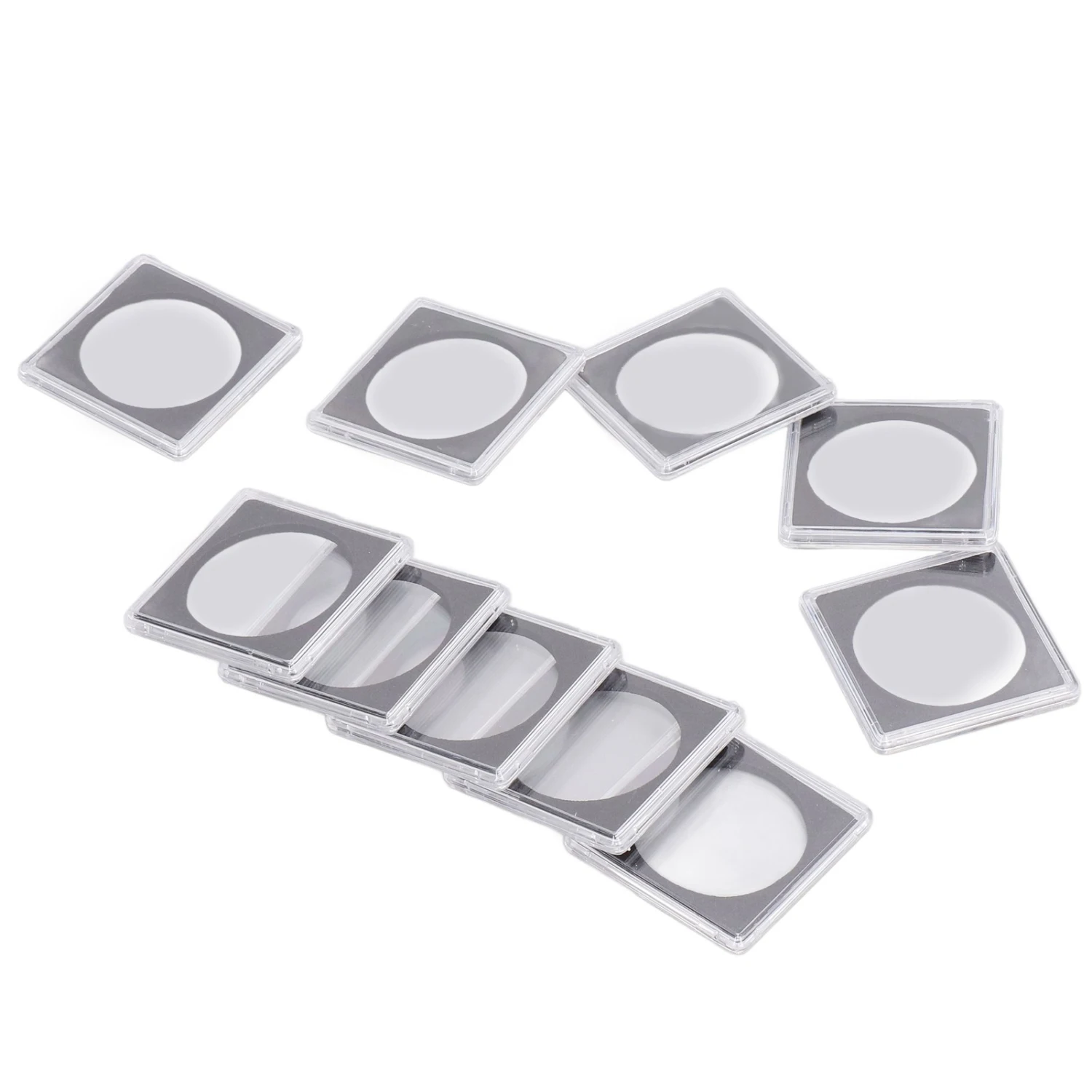 10PCS Coin Holder High Transparency Wear Resistant Environmental Acrylic Quadrate Coin Case for Coin Collection