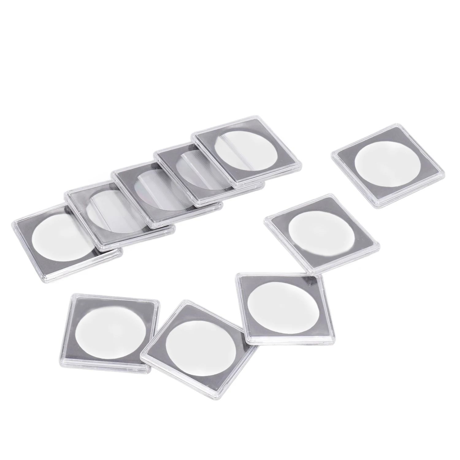 10PCS Coin Holder High Transparency Wear Resistant Environmental Acrylic Quadrate Coin Case for Coin Collection