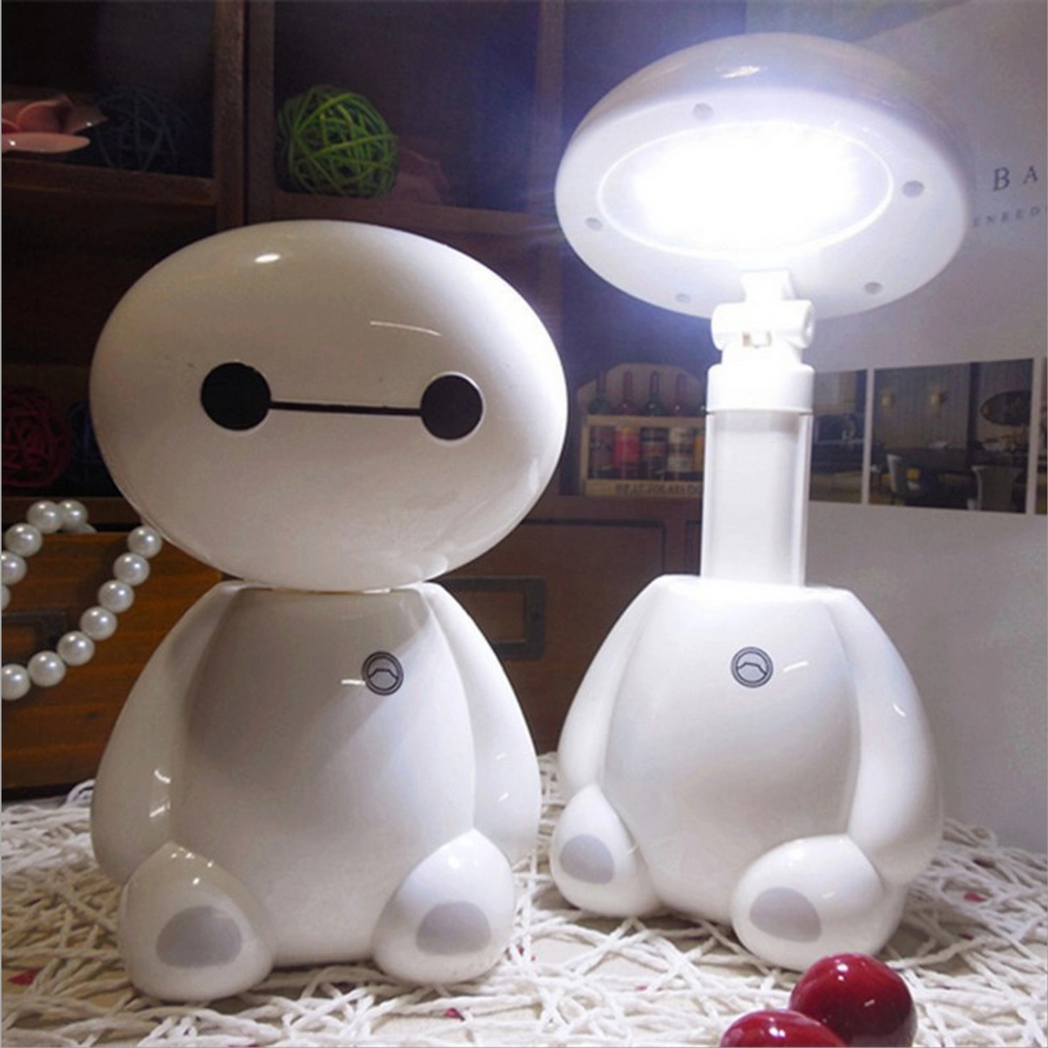 Rechargeable Desk Lamp Foldable LED Cute Appearance Cartoon Desk Lamp for Student Dormitory Bedroom Baymax 10x8.4x17.5cm