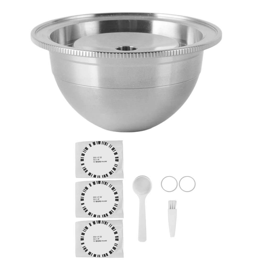 Reusable Coffee Capsule Filter Stainless Steel Refillable Coffee Machine Pod with Spoon Brush