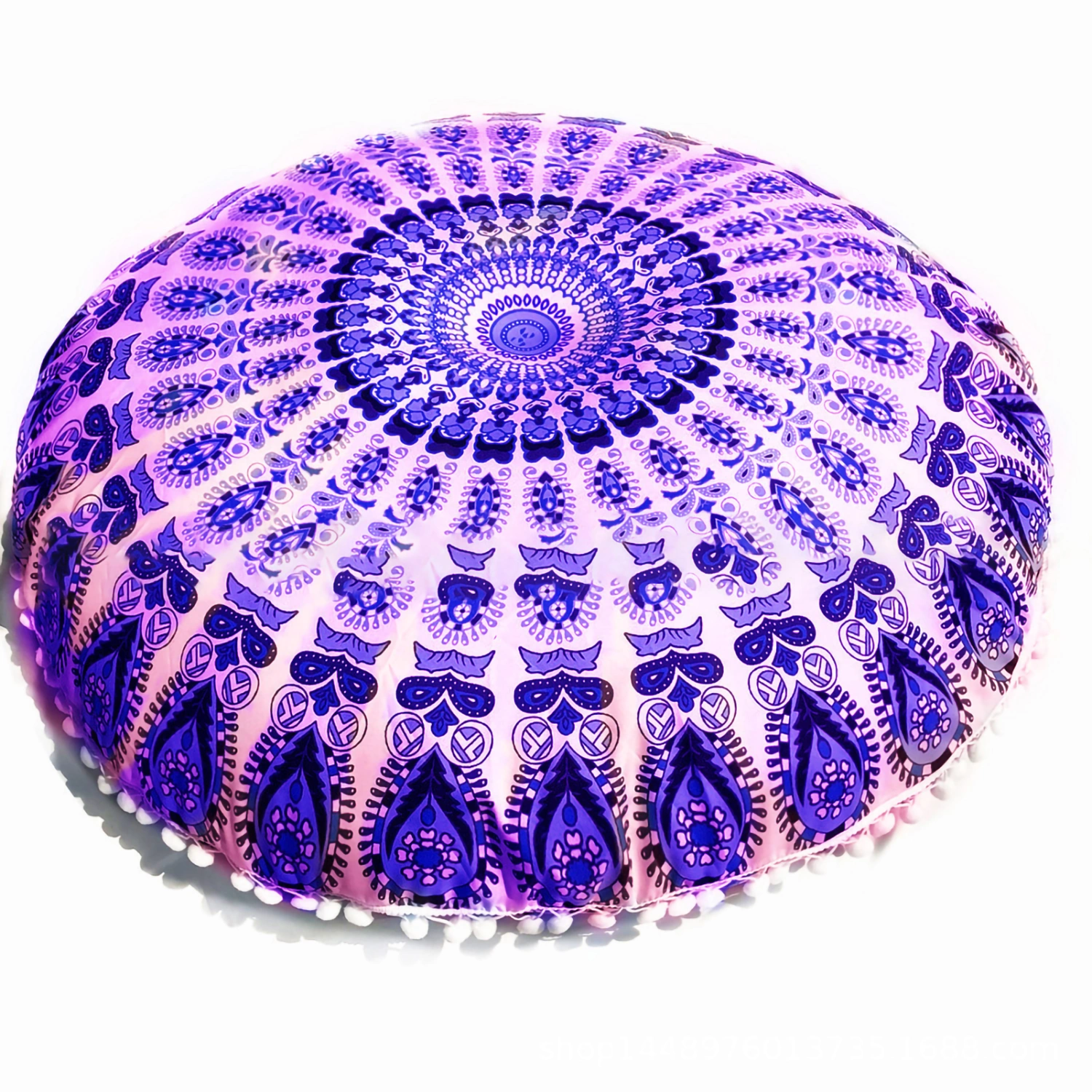 Floor Pillow Cover Round Cotton Cushion Case 80cm Comfortable Decorative Home DecorDark Purple