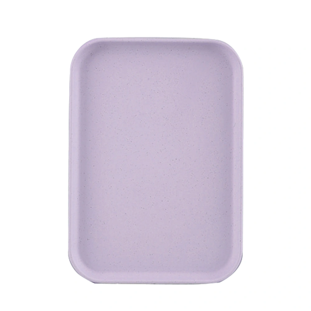 Kitchen Serving Tray Wheat Straw Rectangular Nordic Style Cupcake Fruit Snack Tea Tray for Home Office Restaurant Purple S (Approx. 25x17cm / 9.8x6.7in)