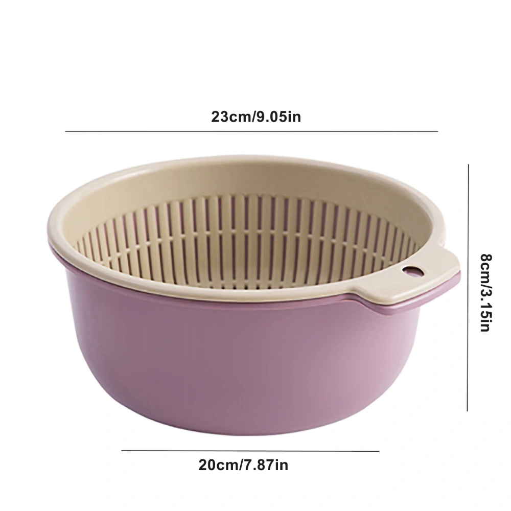 Double Layer Vegetable Washing Basket Fruit Drain Basket Kitchen Strainer Basket for HouseholdWine Red L 20x18x19 cm / 7.9x7.1x7.5 in