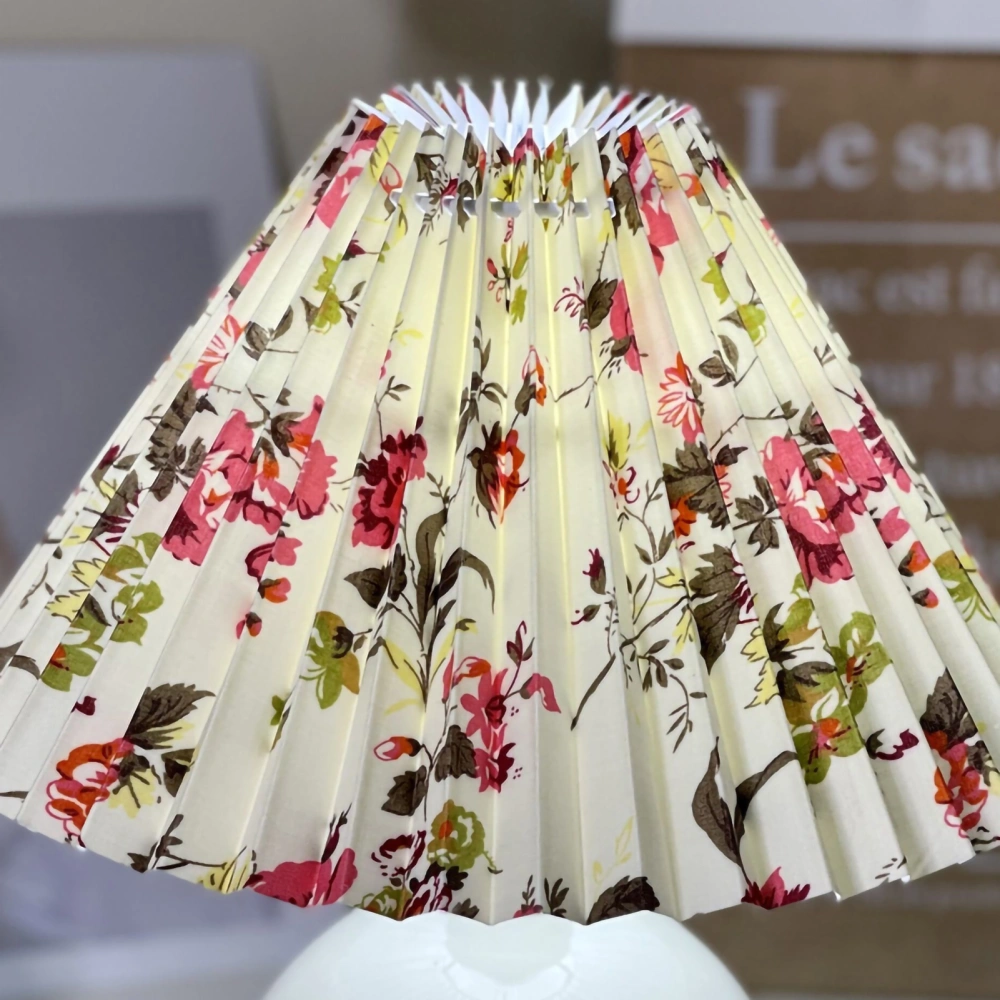 E27 Lampshade Anti Dazzling Table Lamp Shade Fabric Bedroom Lampshade for Household OfficeFlower