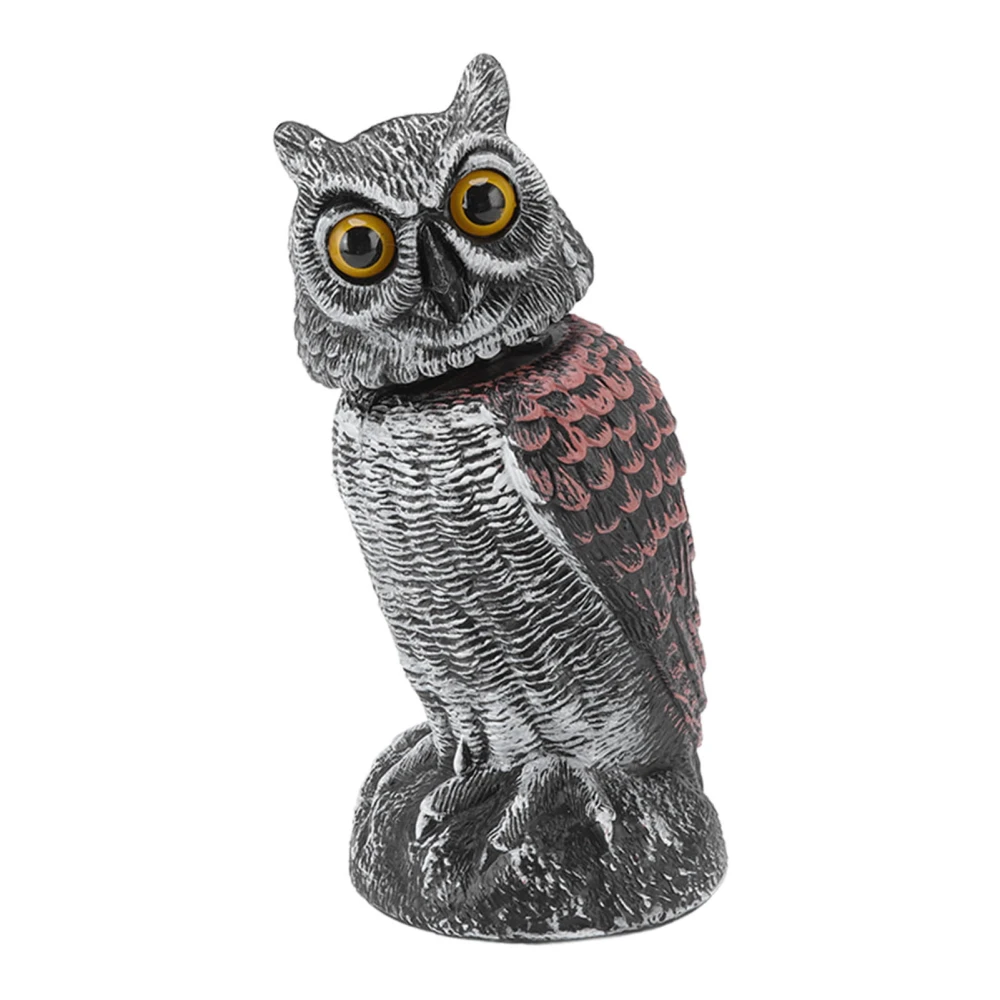 Owl Decoy Plastic Striped Small Shakeable Waterproof Vivid Shape Fake Owl Scarecrows for Courtyards Outdoor Lawns