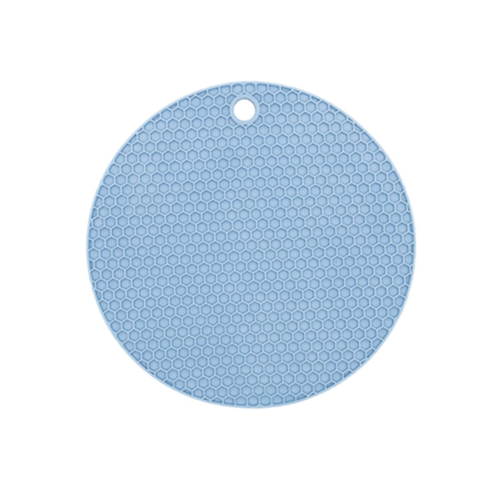 Round Placemat Rubber Toxic Free Prevent Slip Heat Resistant Washable Table Insulation Pad for Cup BowlBlue 14.5cm/5.7in