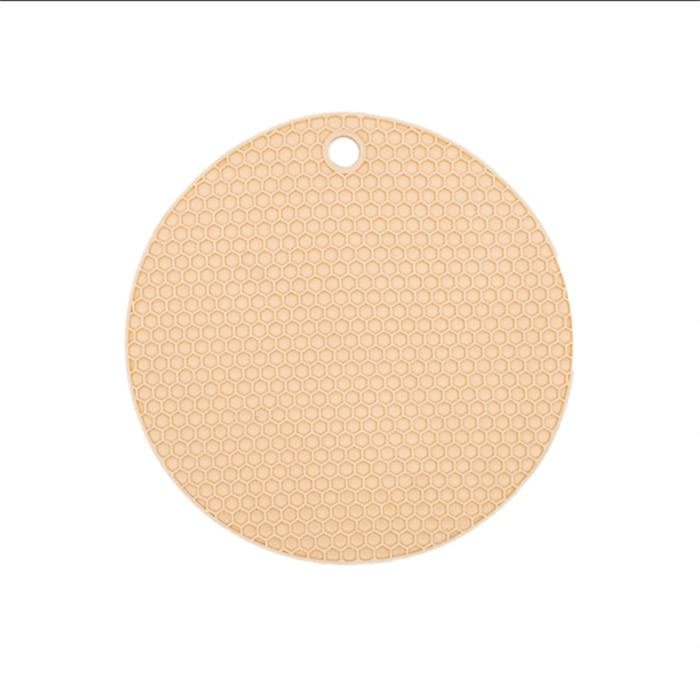 Round Placemat Rubber Toxic Free Prevent Slip Heat Resistant Washable Table Insulation Pad for Cup BowlBeige 15.5cm/6.1in