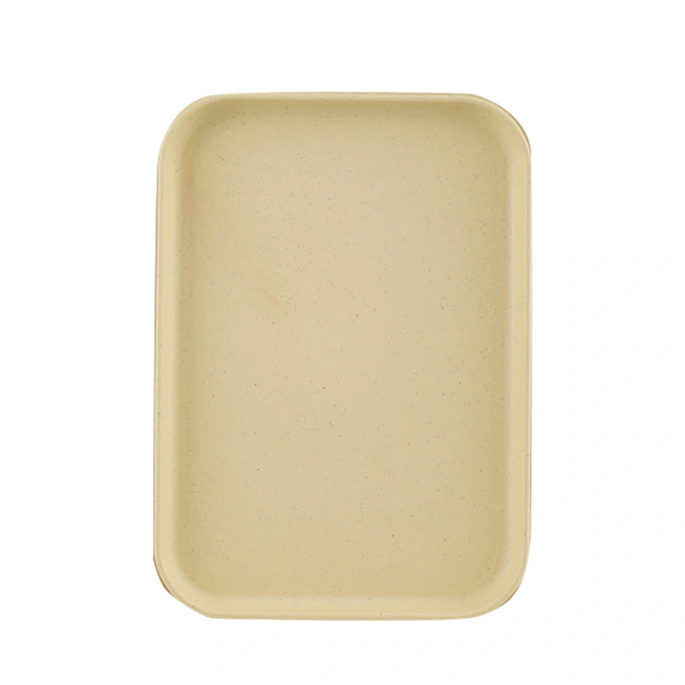 Kitchen Serving Tray Wheat Straw Rectangular Nordic Style Cupcake Fruit Snack Tea Tray for Home Office Restaurant Yellow S (Approx. 25x17cm / 9.8x6.7in)