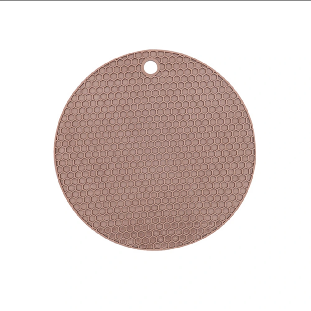 Round Placemat Rubber Toxic Free Prevent Slip Heat Resistant Washable Table Insulation Pad for Cup BowlBrown 15.5cm/6.1in