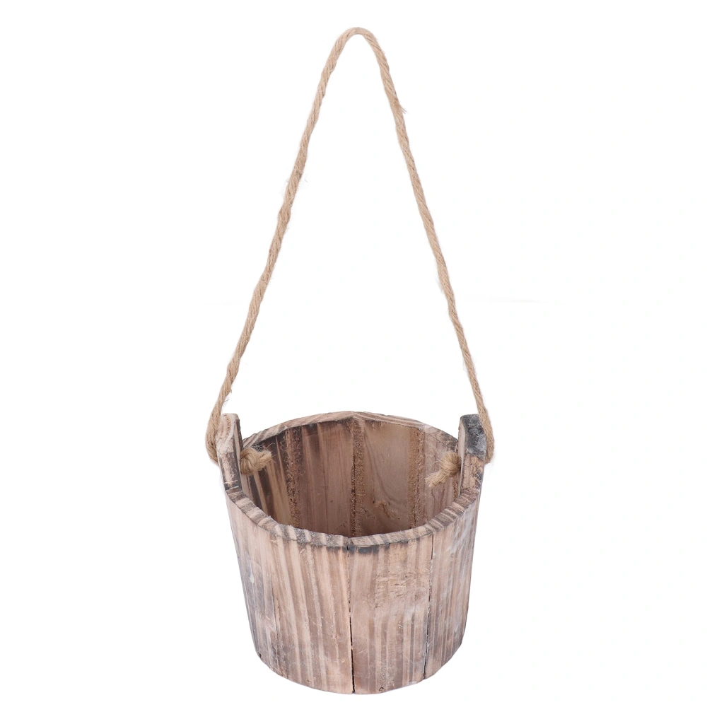 Barrel Planter Round Vintage Rustic Style Wall Hanging Wooden Garden Flower Pot for Garden Patio Office Home