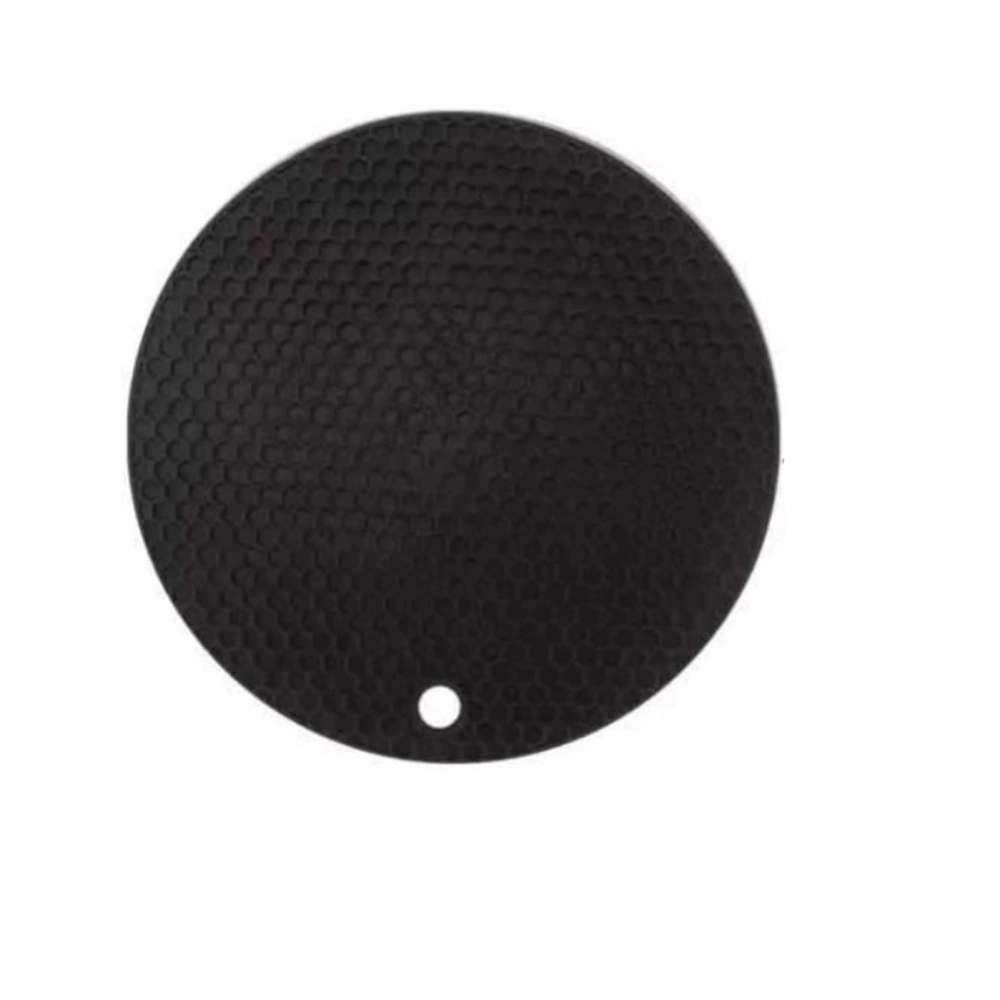 Round Placemat Rubber Toxic Free Prevent Slip Heat Resistant Washable Table Insulation Pad for Cup BowlBlack 14.5cm/5.7in