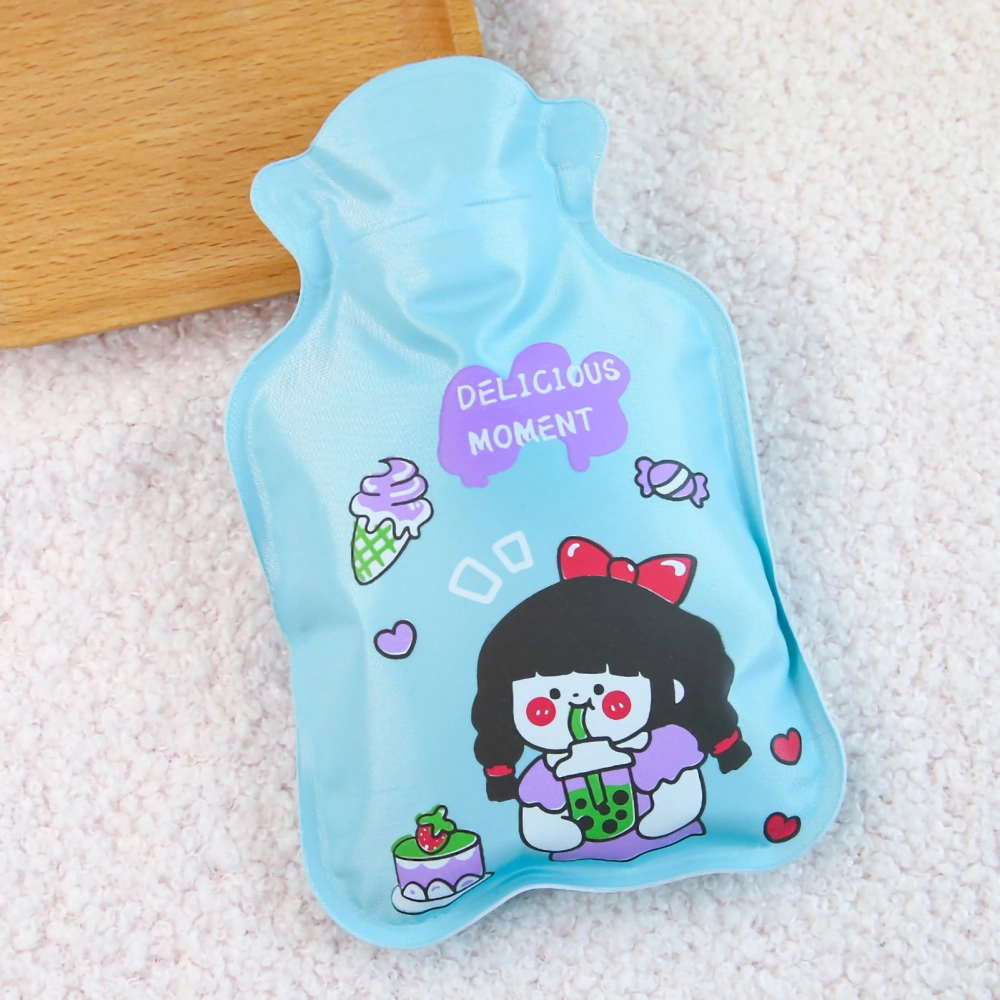 Hot Water Bottle Cute Cartoon Thickened Multifunctional PVC Hot Water Bag for Winter Pain ReliefMilk Tea Girl