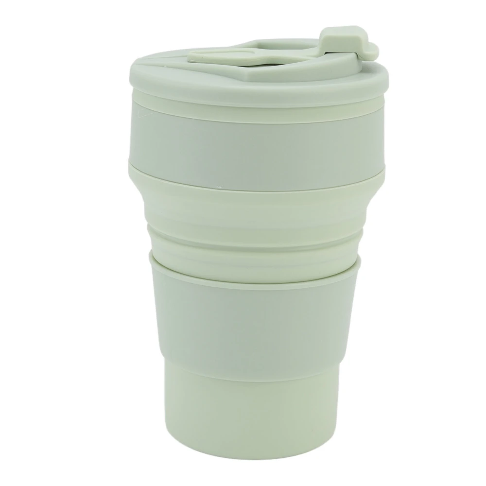 500ml Folding Cup Silicone Portable Heat Resistant Water Drinking Tea Collapsible Cup for Outdoor Business Trip Light Green 500ml