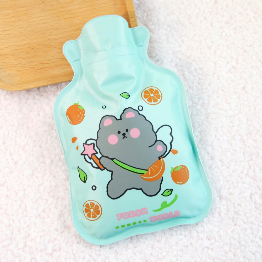 Hot Water Bottle Cute Cartoon Thickened Multifunctional PVC Hot Water Bag for Winter Pain ReliefOrange Bear