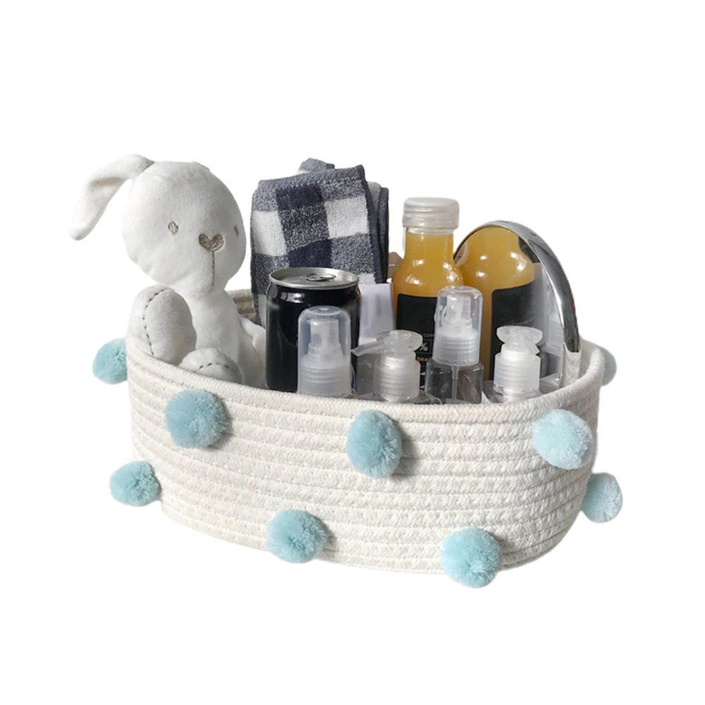 Cotton Rope Knitting With Fur Ball Storage Basket Snacks Keys Sundries Basket