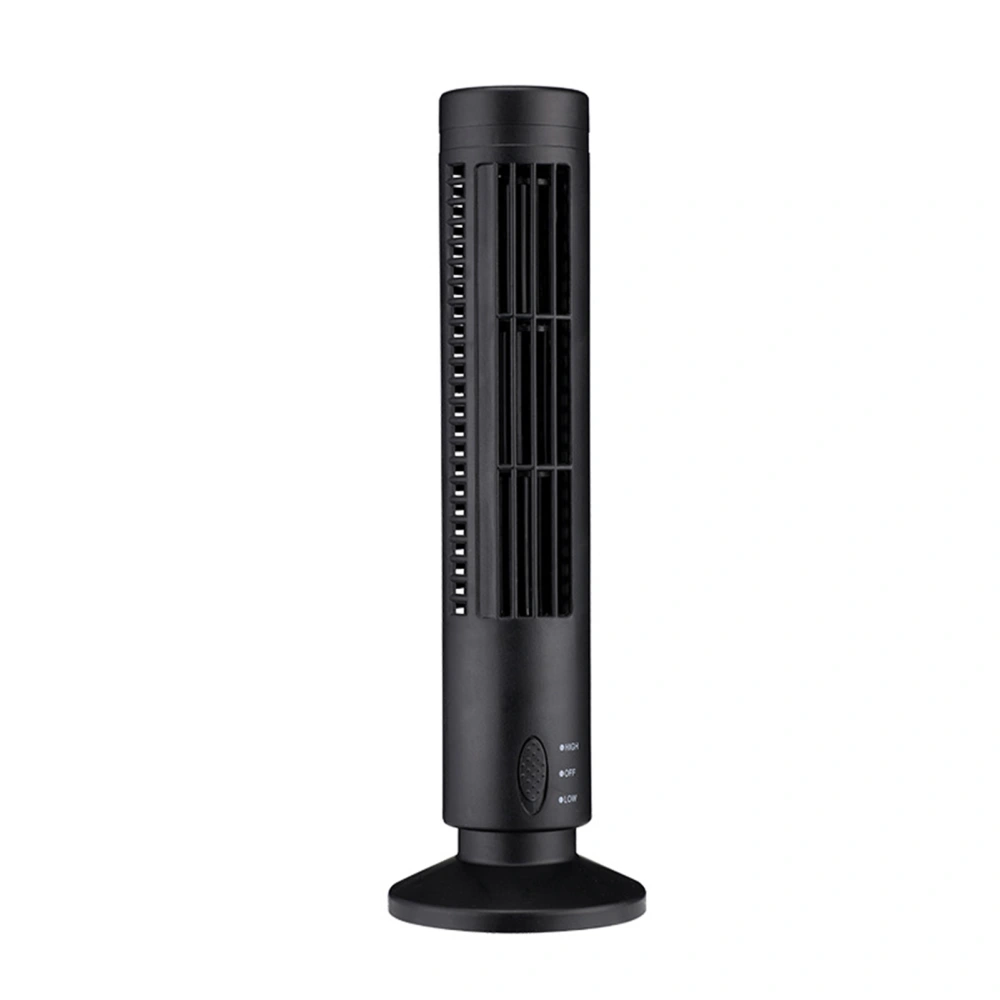 Mini USB Bladeless Tower Fan 2 Wind Speeds and Modes Standing Fan for Bedroom Living Room Home Office Black