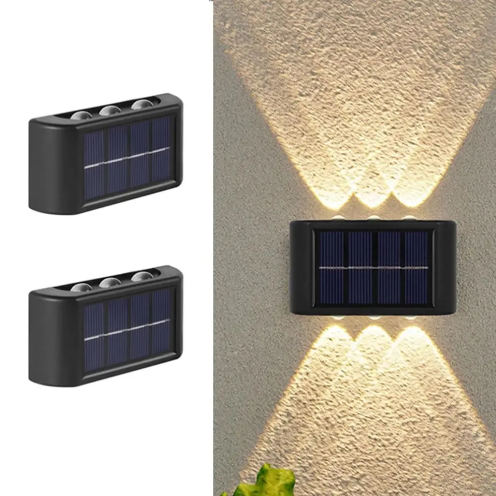 2 Pcs Solar Wall Lights Up and Down Solar Lamps Waterproof Indoor Outdoor LED Wall Light for Garden Patio Garage Driveway Pathway