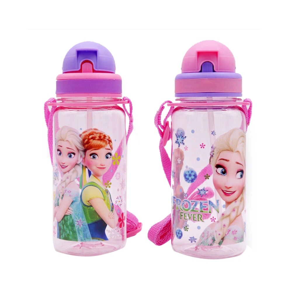 Children's Straw Water Bottle Pupils Sports Cartoon Plastic Cup Portable for KidsType 3(random Pattern) 350ML