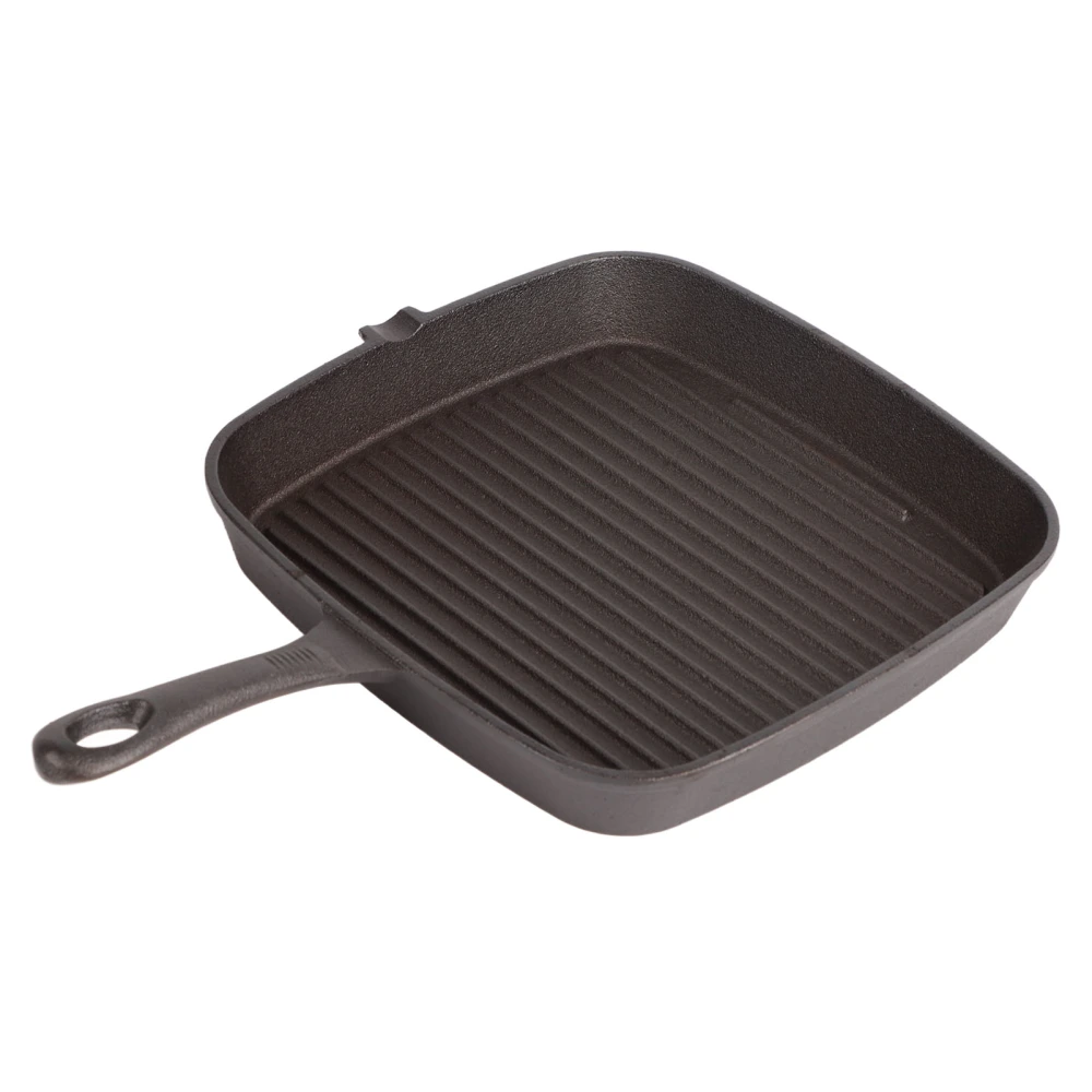 Grill Pan Nonstick Design Heat Resistant Handle Fast Heat Conduction Iron Stripe Frying Steak Skillet for Home Kitchen 24cm