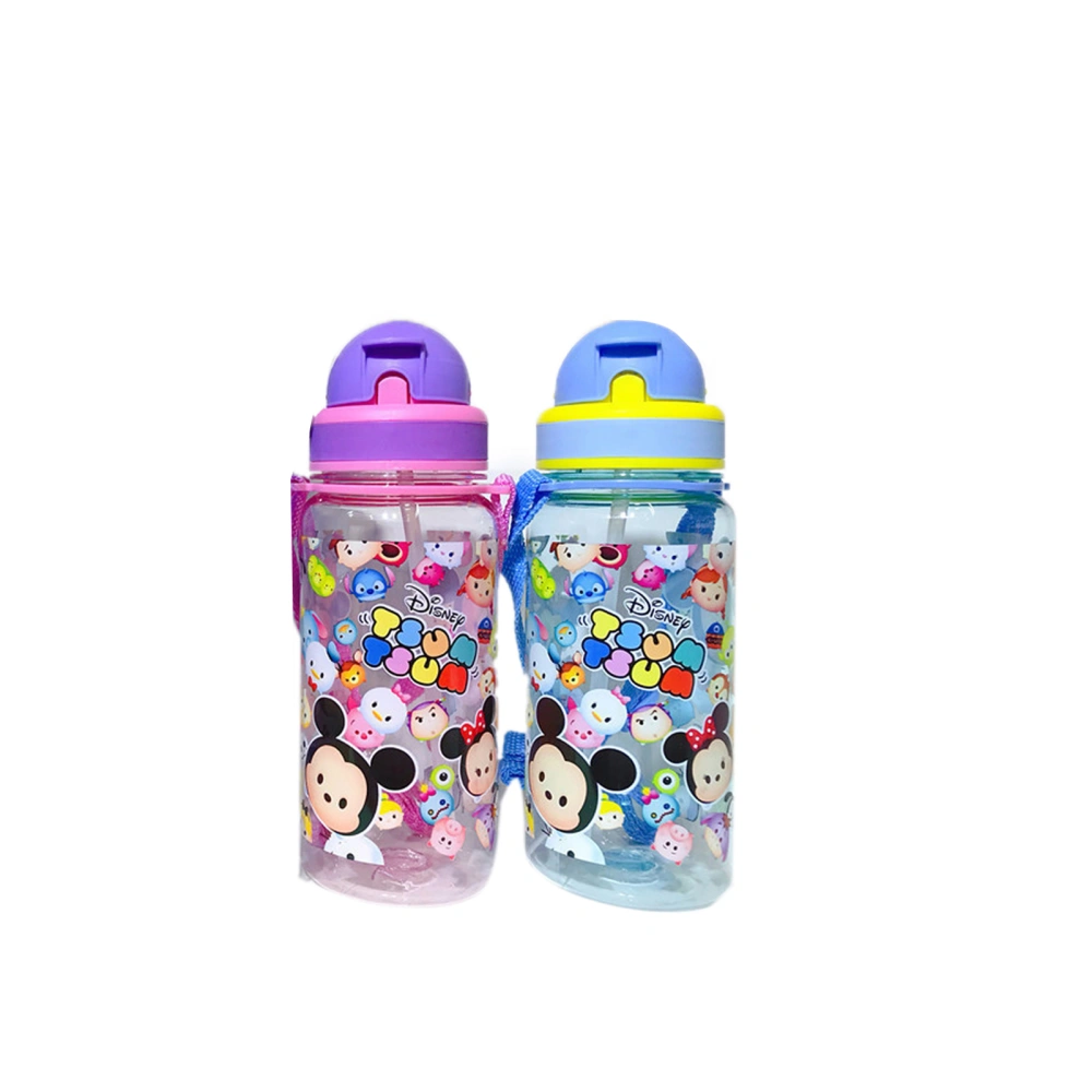 Children's Straw Water Bottle Pupils Sports Cartoon Plastic Cup Portable for KidsType 6(random Pattern) 350ML