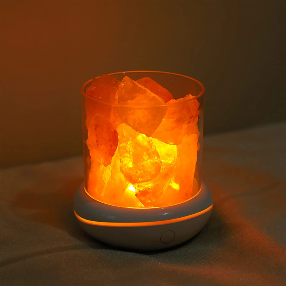 Salt Crystal Lamp Night Light USB Aroma Diffuser Salt Lamp Colorful Salt Crystal Lamp Fragrance Oil Diffuser for Office Yoga Bedroom