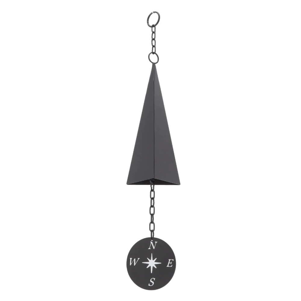 North Country Iron Triangle Wind Bell Chimes with Compass Indoor Outdoor Decor Wall Ornament for Home Porch Patio Garden