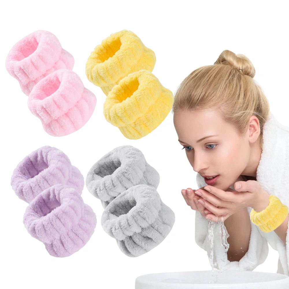 4 Pairs Wrist Spa Wash Band Color Wrist Wash Towel Band Absorbent Wristbands Wrist Sweatband for Washing Face