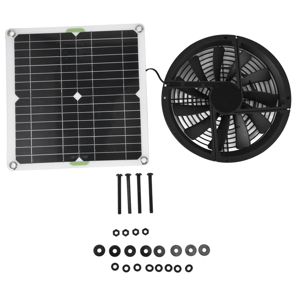 Solar Panel Fan Kit 10in 100W Waterproof Solar Panel Round Ventilation Case Exhaust Fan for Chicken Coop Greenhouse Shed