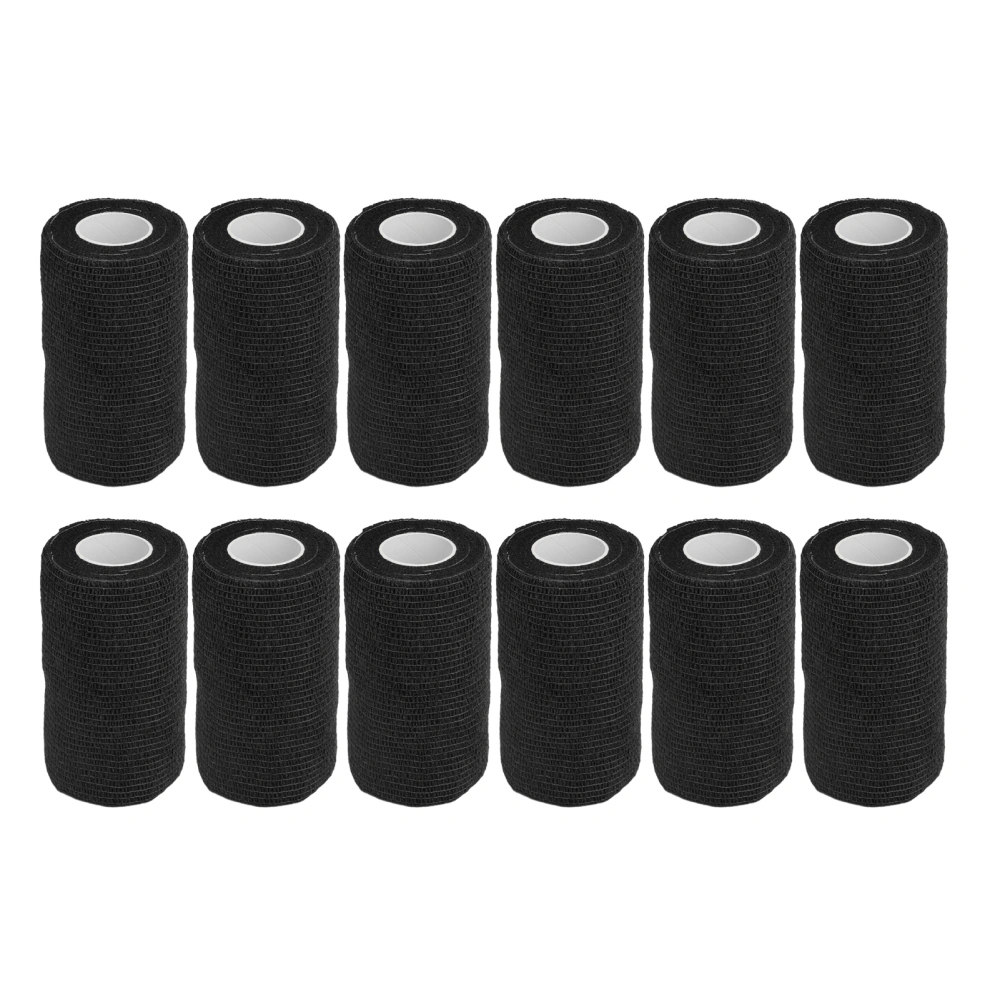 12Pcs Bandage Wrap Natural Latex Elastic Self Adhesive Wrap for Cows Dogs Horses 10cm Black