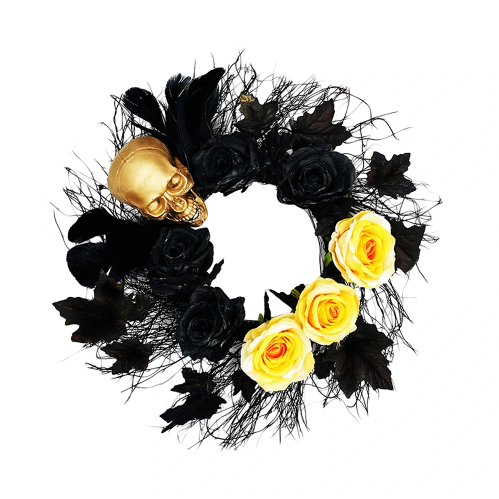 Halloween Wreath, Flower Skull Window Door Holiday Decor Garland Gift