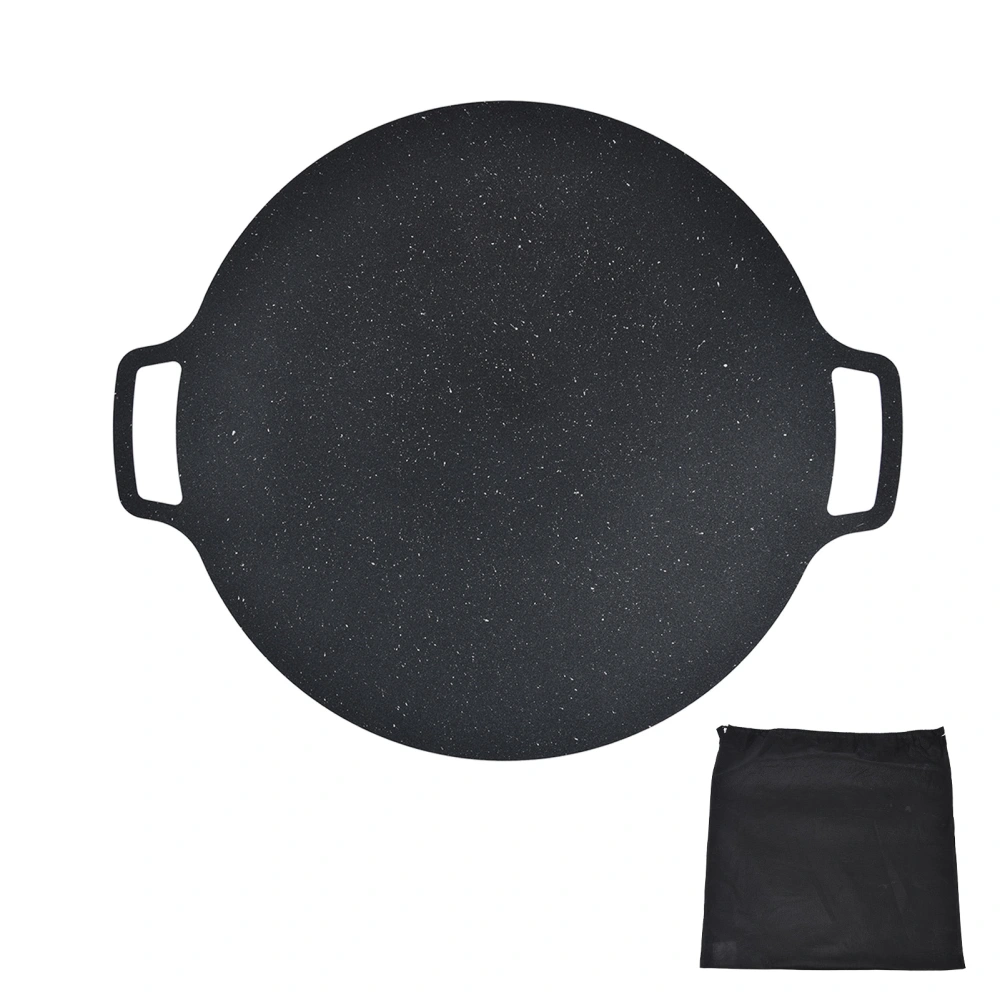 Korean BBQ Grill Pan Iron Nonstick Heat Resistant Round Grilling Tray for Pork Belly Pancakes30cm/11.81in