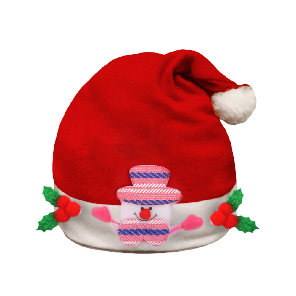 Unisex Santa Hat, Red Christmas Cap with White Fluffy Plush Brim