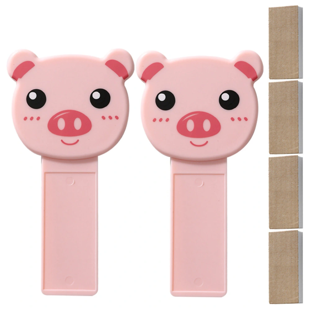 2Pcs Cartoon Cover Lifter Humanized Toilet Bowl Seat Lift Handle for Bathroom HouseholdPink Pig