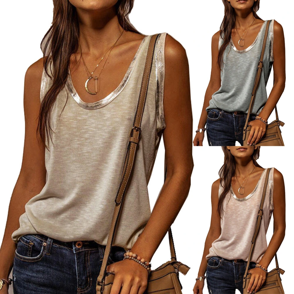 Women Fashion Color Block Tank Top Ladies Stylish Sleeveless Tops