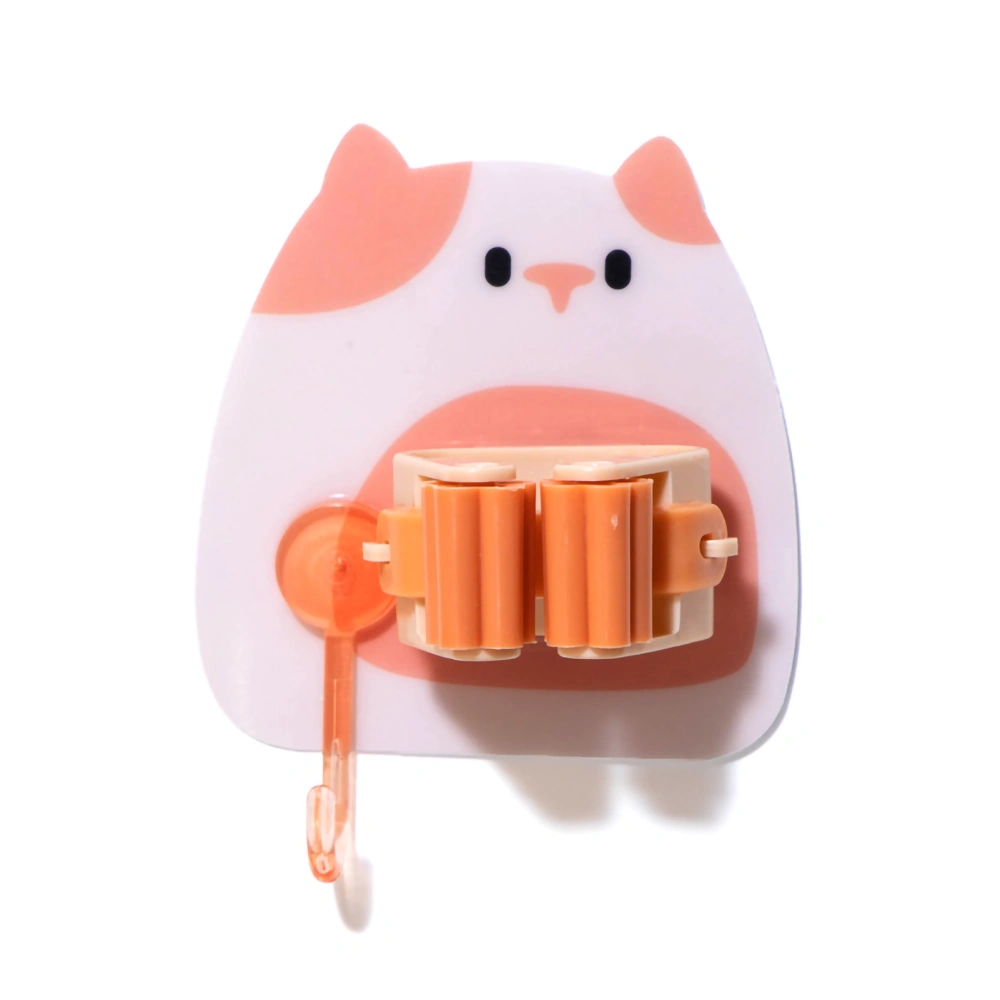 Multifunctional Punch Free Mop Clip Home Wall Mount Cute Cartoon Seamless Mop Chuck Mop HolderOrange