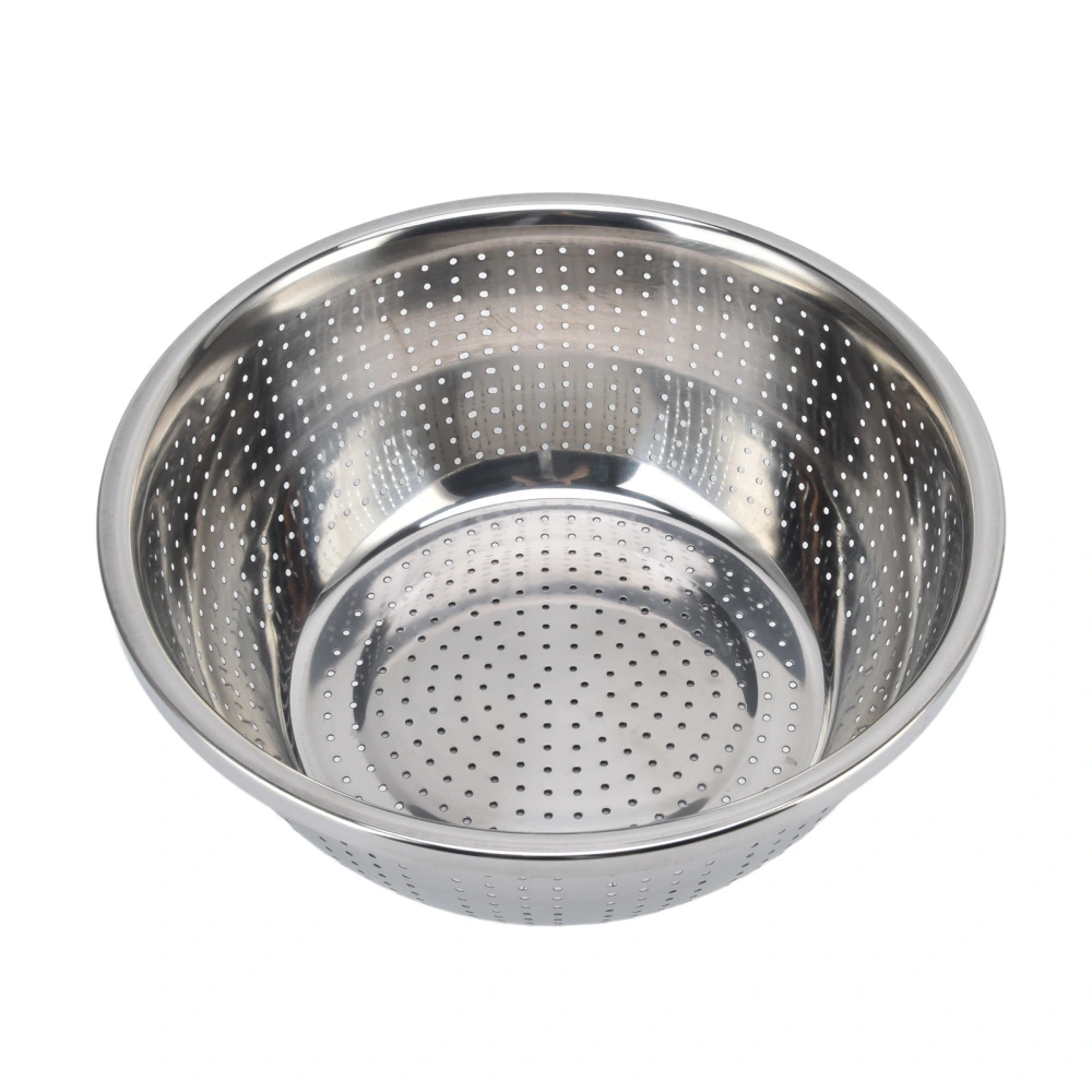 Vegetable Washing Basket Rustproof Multifunction Stainless Steel Colander for Kitchen Household Silver30cm