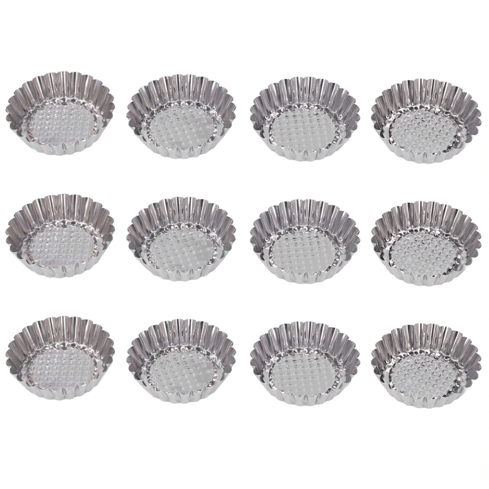 12PCS Egg Tart Mold Round Cake Mold Stainless Steel Cupcake Mold Baking Tool for Kitchen Dessert Shop