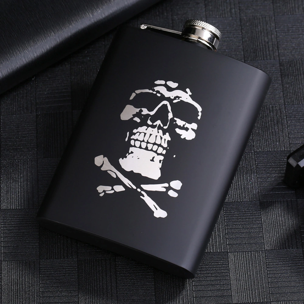 8OZ Black Matte Whisky Bottle Wine Pot Portable Flagon Stainless Steel Flask for Outdoor Travel1862843WT Skull D