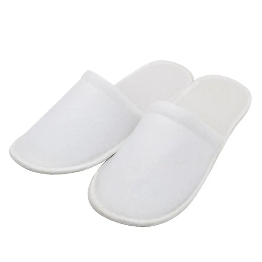 1 Pair Fleece Slippers Portable Washable One Time Non Slip Thick Home Slippers for Family Spa Guests Hotels Travel