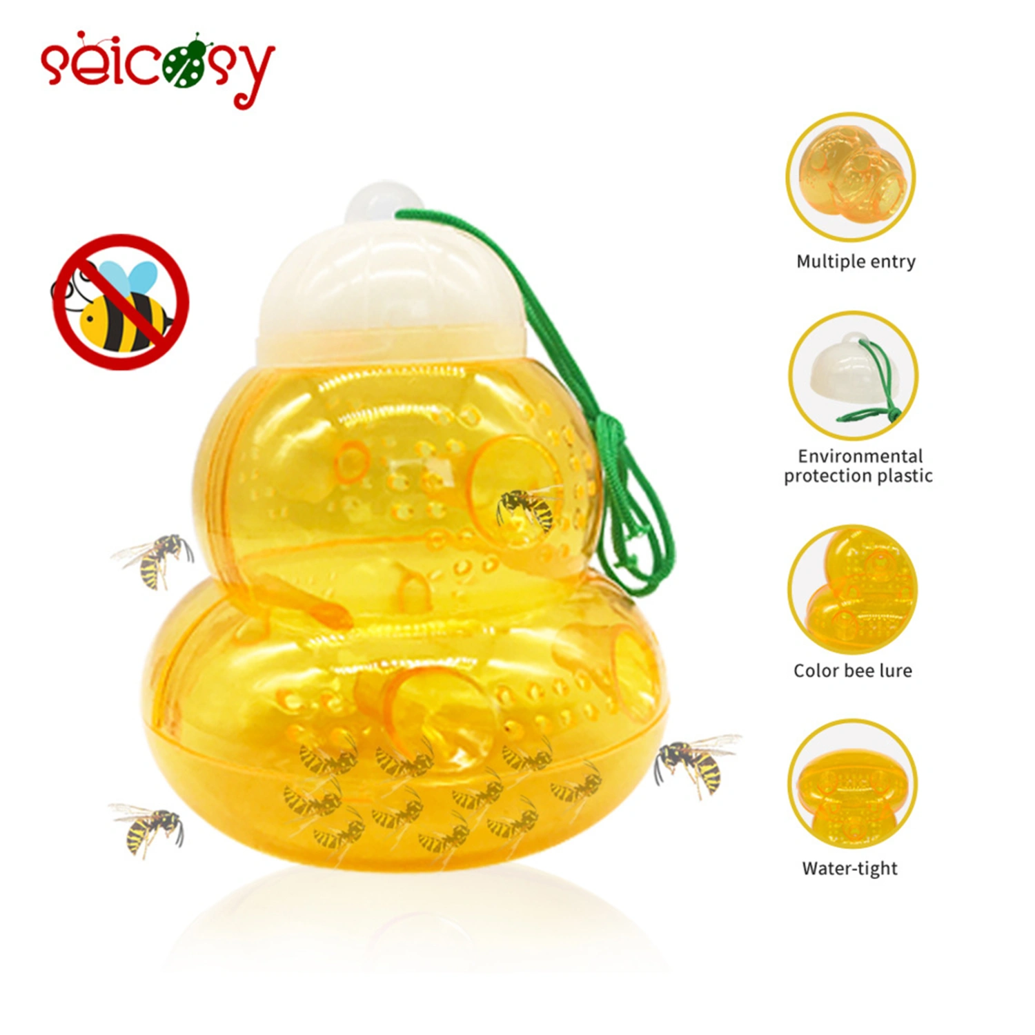 2Pcs Gourd Shaped Hanging Bee Trap Bee Catcher Outdoor Wasp Deterrent Killer Catcher
